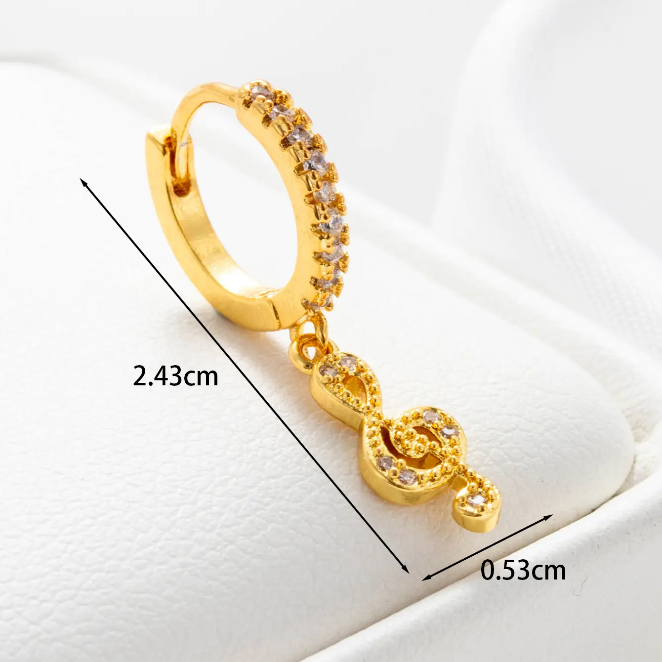 1 Piece Simple Series Music Copper   Gold Color Zircon Women's Dangle Earrings h5 